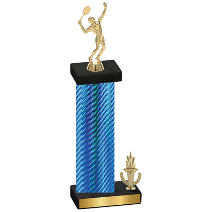 Accented Single Blue Carbon Fiber Victory Tennis Trophy