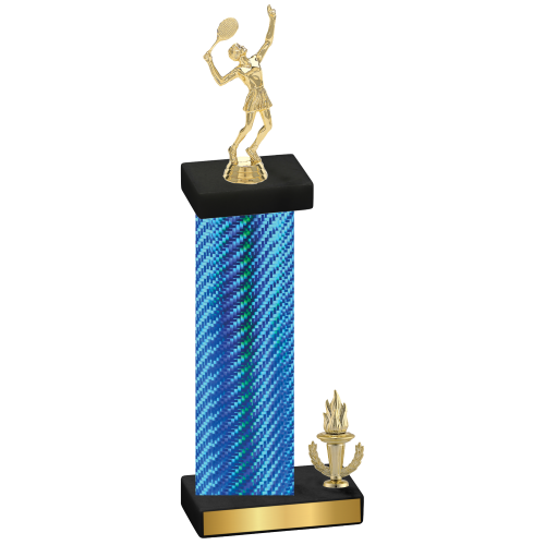 Accented Single Blue Carbon Fiber Victory Tennis Trophy