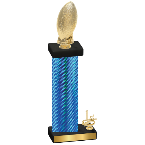 Accented Single Blue Carbon Fiber First Place Football Trophy