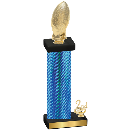 Accented Single Blue Carbon Fiber Second Place Football Trophy