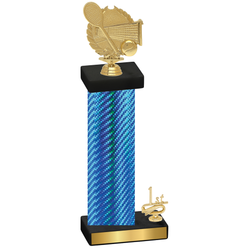 Accented Single Blue Carbon Fiber First Place Tennis Trophy