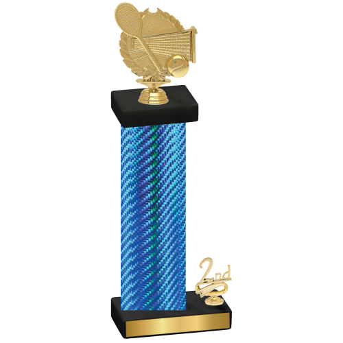 Accented Single Blue Carbon Fiber Second Place Tennis Trophy