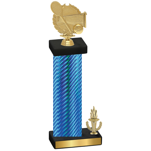 Accented Single Blue Carbon Fiber Victory Tennis Trophy