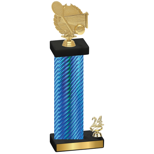 Accented Single Blue Carbon Fiber Year Tennis Trophy