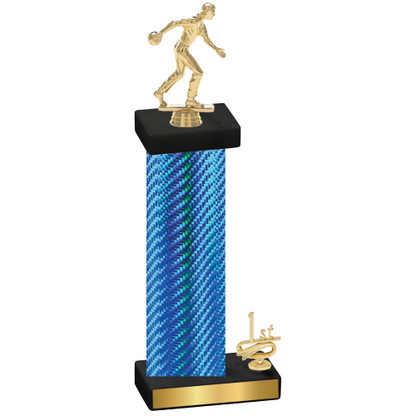 Accented Single Blue Carbon Fiber First Place Bowling Trophy