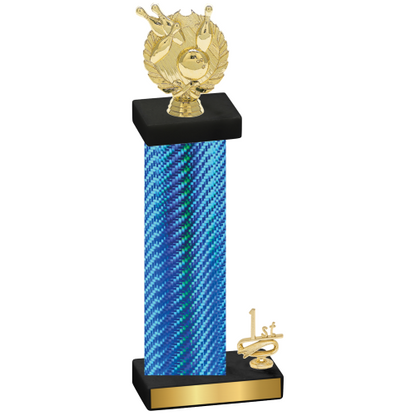 Accented Single Blue Carbon Fiber First Place Bowling Trophy