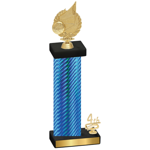 Accented Single Blue Carbon Fiber Fourth Place Volleyball Trophy