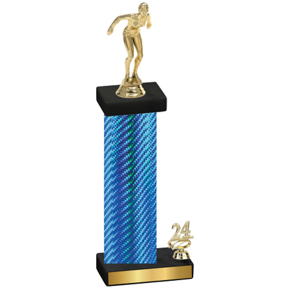 Accented Single Blue Carbon Fiber Year Tennis Trophy