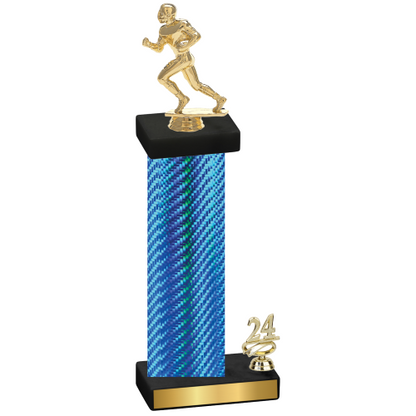 Accented Single Blue Carbon Fiber Year Football Trophy