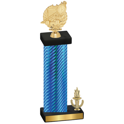 Accented Single Blue Carbon Fiber Victory Swimming Trophy