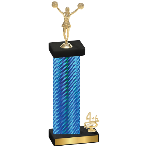 Accented Single Blue Carbon Fiber Fourth Place Cheerleading Trophy