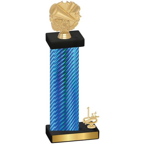 Accented Single Blue Carbon Fiber First Place Cheerleading Trophy