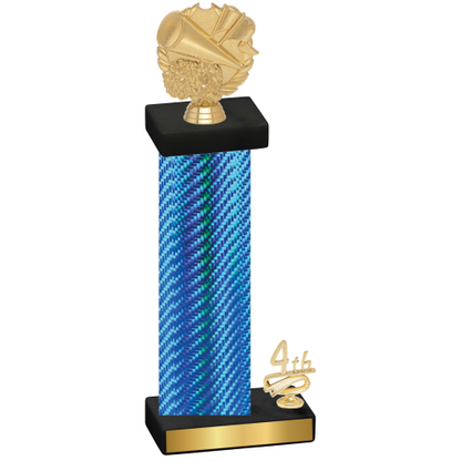 Accented Single Blue Carbon Fiber Fourth Place Cheerleading Trophy