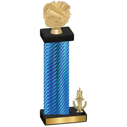 Accented Single Blue Carbon Fiber Victory Cheerleading Trophy