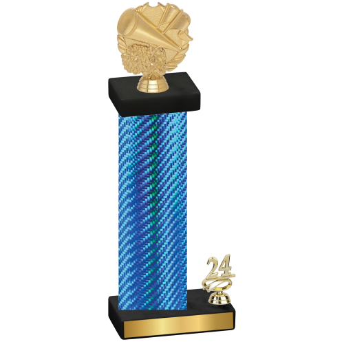 Accented Single Blue Carbon Fiber Year Cheerleading Trophy