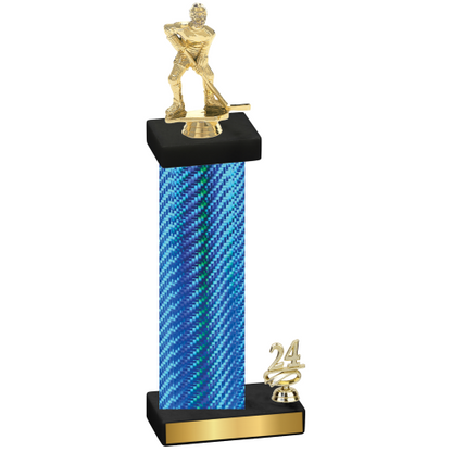 Accented Single Blue Carbon Fiber Year Hockey Trophy