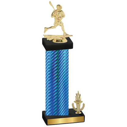 Accented Single Blue Carbon Fiber Victory Lacrosse Trophy