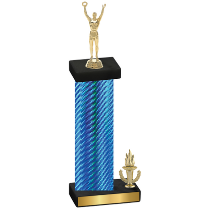 Accented Single Blue Carbon Fiber Victory Victory Trophy