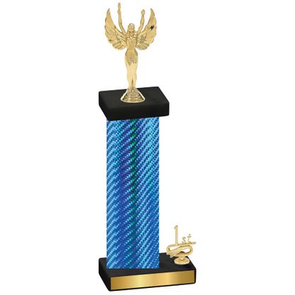 Accented Single Blue Carbon Fiber First Place Victory Trophy