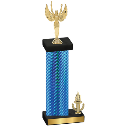 Accented Single Blue Carbon Fiber Victory Victory Trophy