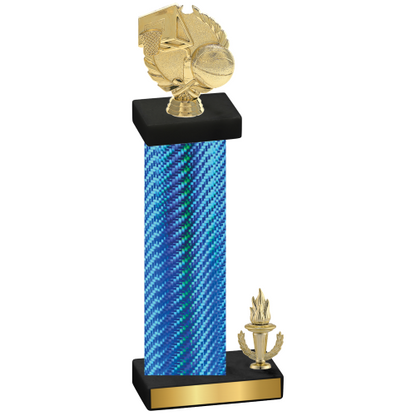 Accented Single Blue Carbon Fiber Victory Basketball Trophy