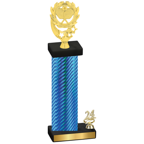 Accented Single Blue Carbon Fiber Year Pickleball Trophy