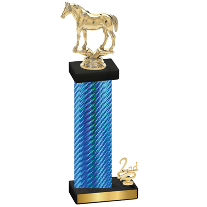 Accented Single Blue Carbon Fiber Second Place Horses Trophy