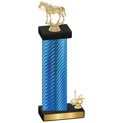 Accented Single Blue Carbon Fiber First Place Horses Trophy