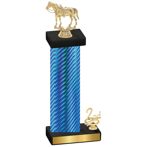 Accented Single Blue Carbon Fiber Second Place Horses Trophy