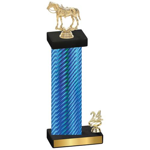 Accented Single Blue Carbon Fiber Year Horses Trophy