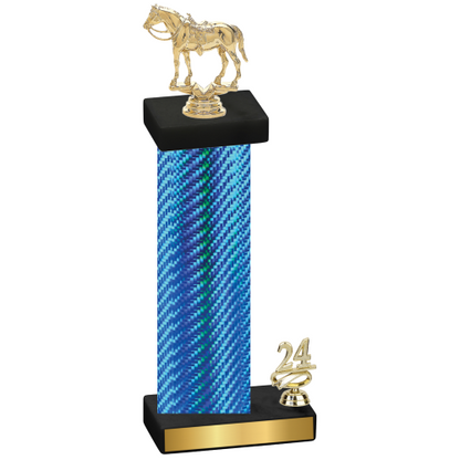 Accented Single Blue Carbon Fiber Year Horses Trophy