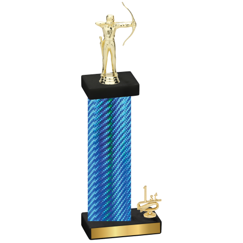 Accented Single Blue Carbon Fiber First Place Archery Trophy