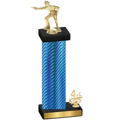 Accented Single Blue Carbon Fiber Fourth Place Shooter Trophy