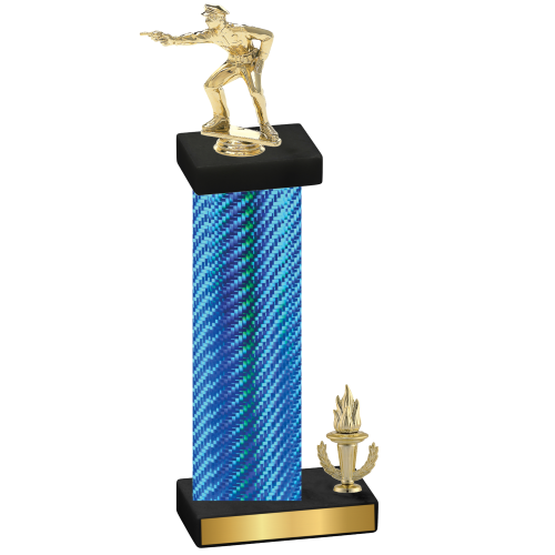 Accented Single Blue Carbon Fiber Victory Shooter Trophy