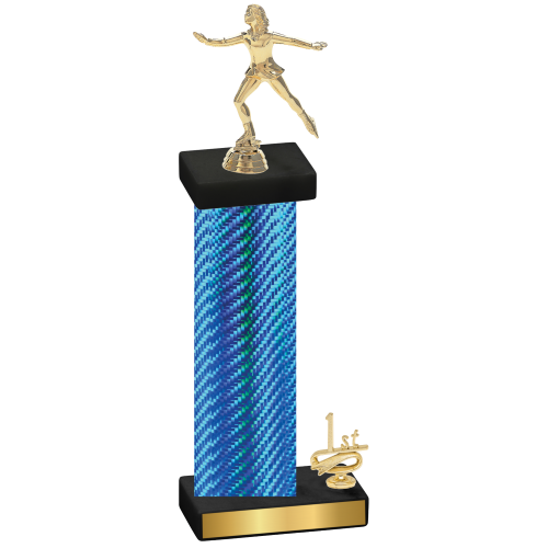 Accented Single Blue Carbon Fiber First Place Skater Trophy