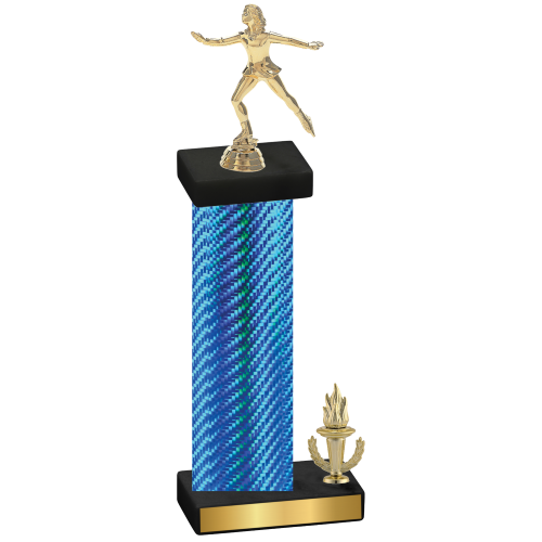 Accented Single Blue Carbon Fiber Victory Skater Trophy