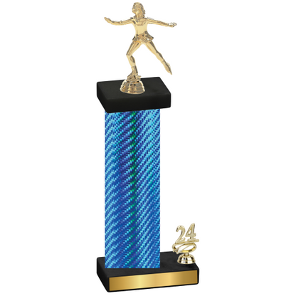 Accented Single Blue Carbon Fiber Year Skater Trophy