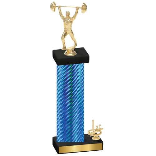 Accented Single Blue Carbon Fiber First Place Weights Trophy