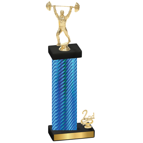 Accented Single Blue Carbon Fiber Second Place Weights Trophy