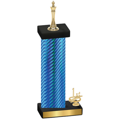 Accented Single Blue Carbon Fiber First Place Chess Trophy