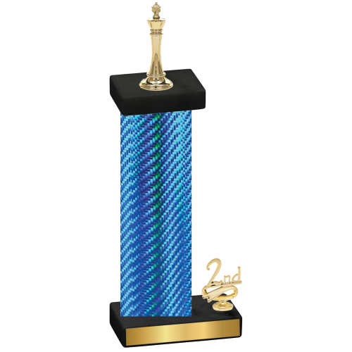 Accented Single Blue Carbon Fiber Second Place Chess Trophy