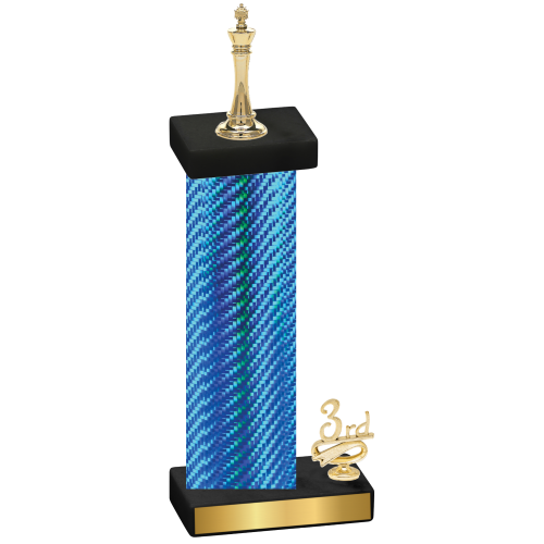 Accented Single Blue Carbon Fiber Third Place Chess Trophy