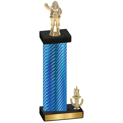 Accented Single Blue Carbon Fiber Victory Holiday Trophy