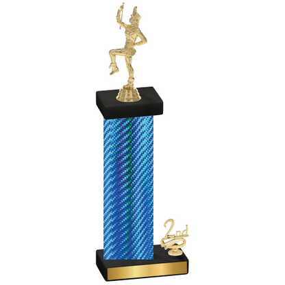 Accented Single Blue Carbon Fiber Second Place Majorette Trophy