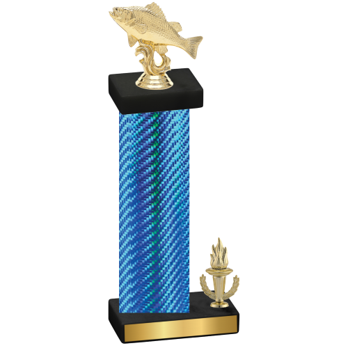 Accented Single Blue Carbon Fiber Victory Fishing Trophy