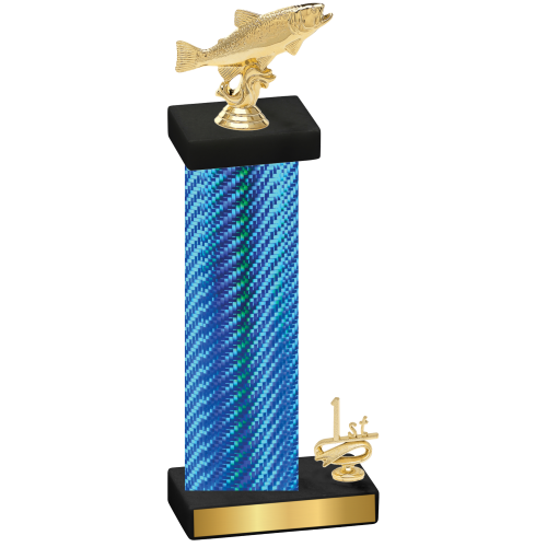 Accented Single Blue Carbon Fiber First Place Fishing Trophy