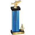 Accented Single Blue Carbon Fiber Victory Fishing Trophy