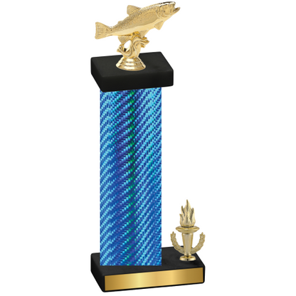 Accented Single Blue Carbon Fiber Victory Fishing Trophy