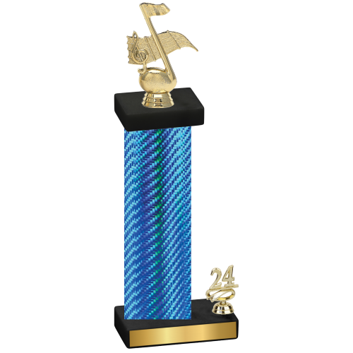 Accented Single Blue Carbon Fiber Year Music Trophy