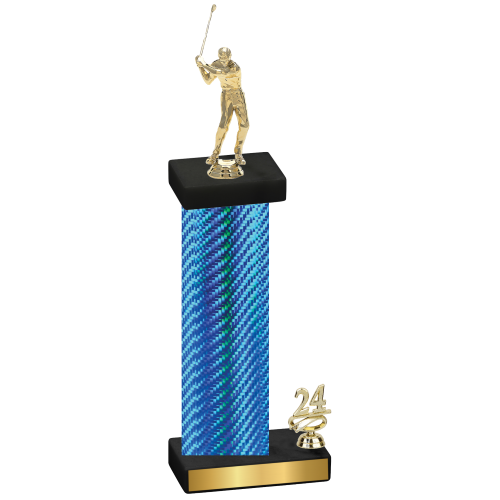 Accented Single Blue Carbon Fiber Year Golf Trophy